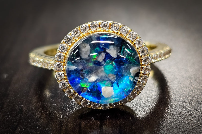 bedazzled circle ring with ash